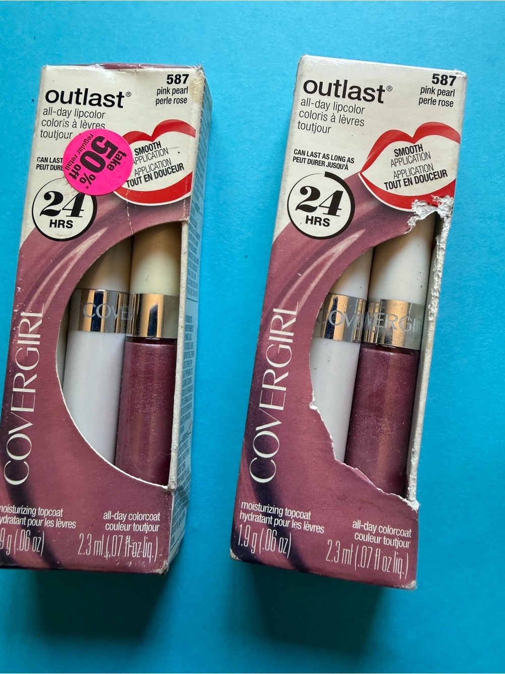 2 COVERGIRL Outlast All-Day Lip Color With Topcoat 587 Pink Pearl
